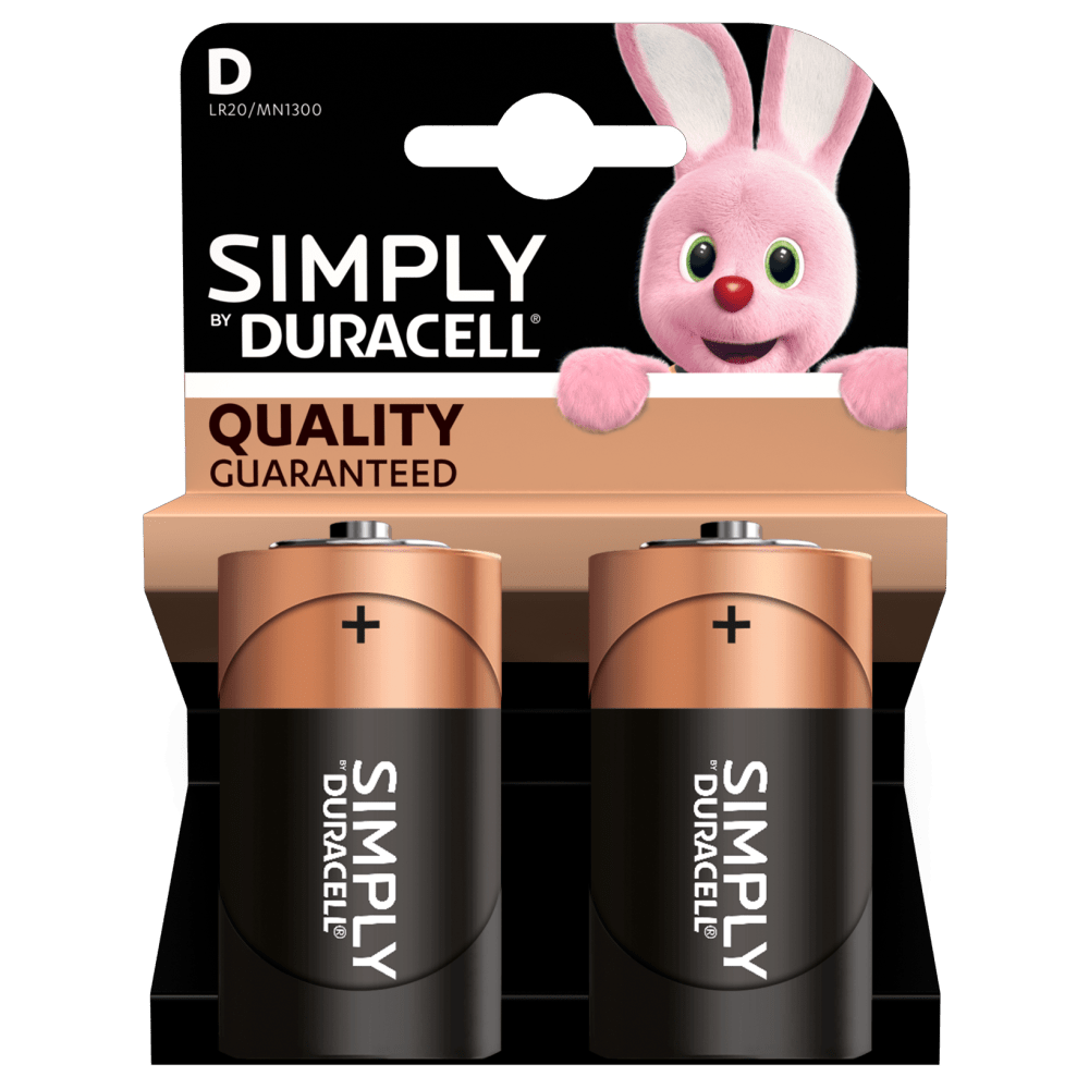Duracell Simply D Alkaline Batterien in 2-stück Packung