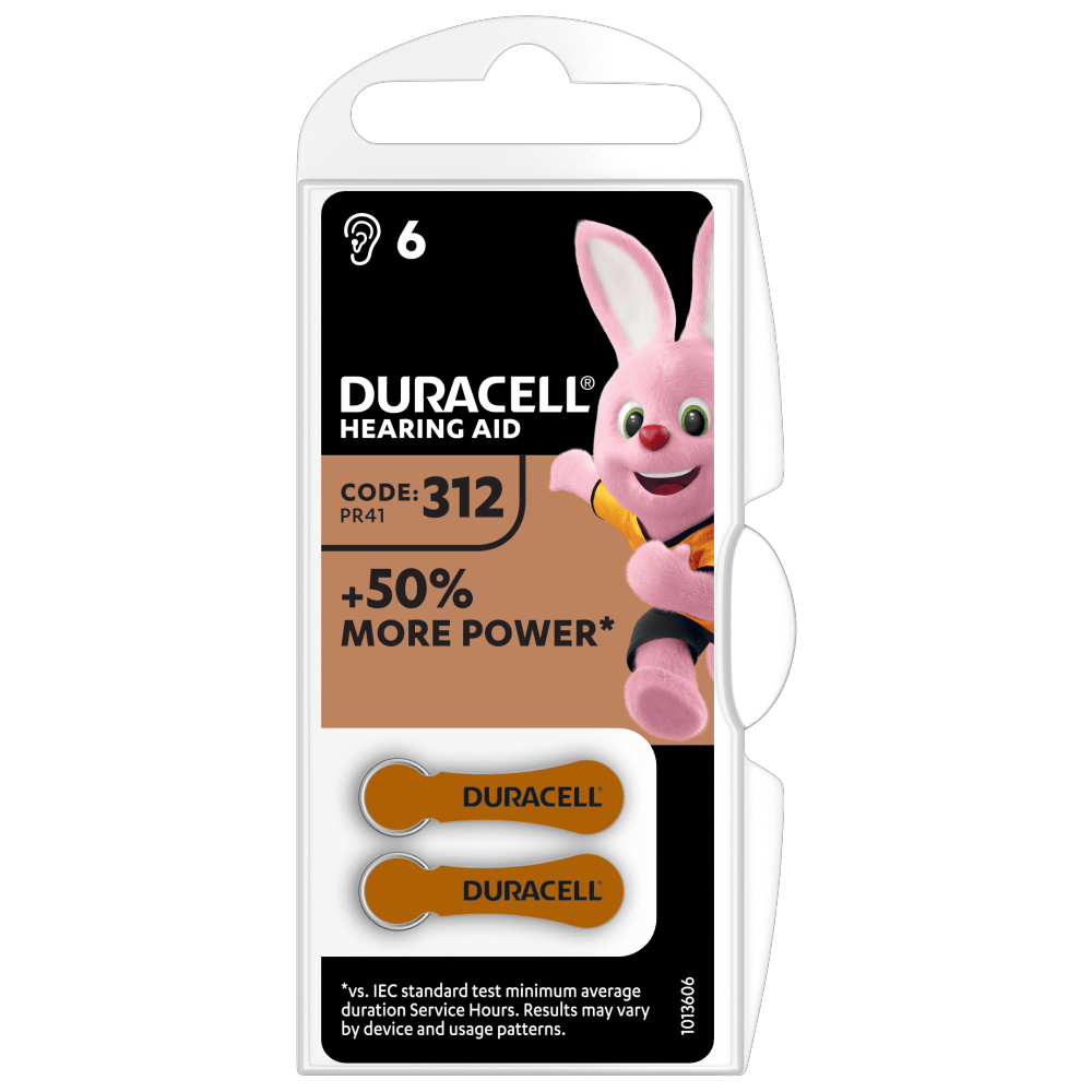 Duracell Hörgerätebatterien Größe 6 und Code 312 und PR41