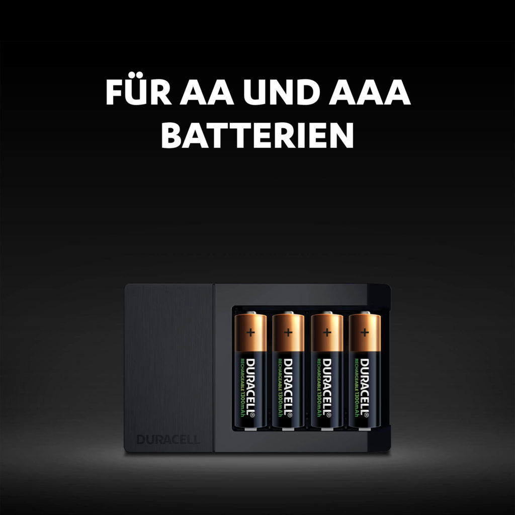 Lädt sowohl AA- als auch AAA-Batterien auf