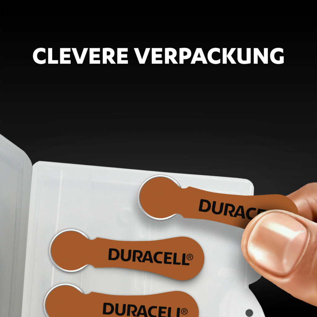 Verpackung von Duracell hält Ihre Batterien sicher und zuverlässig, wobei sie sich auch einfach öffnen und handhaben lässt.