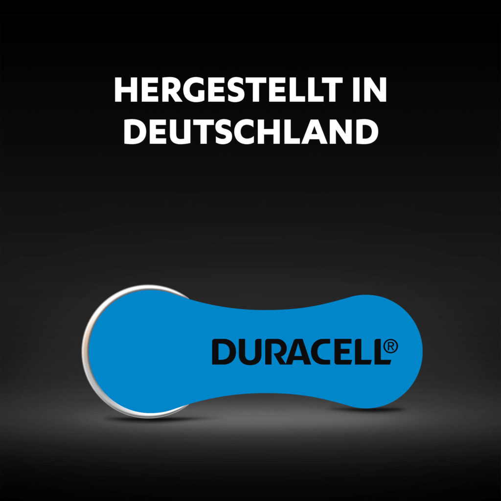 Duracell Hörgerätebatterien Größe 675 hergestellt in Deutschland