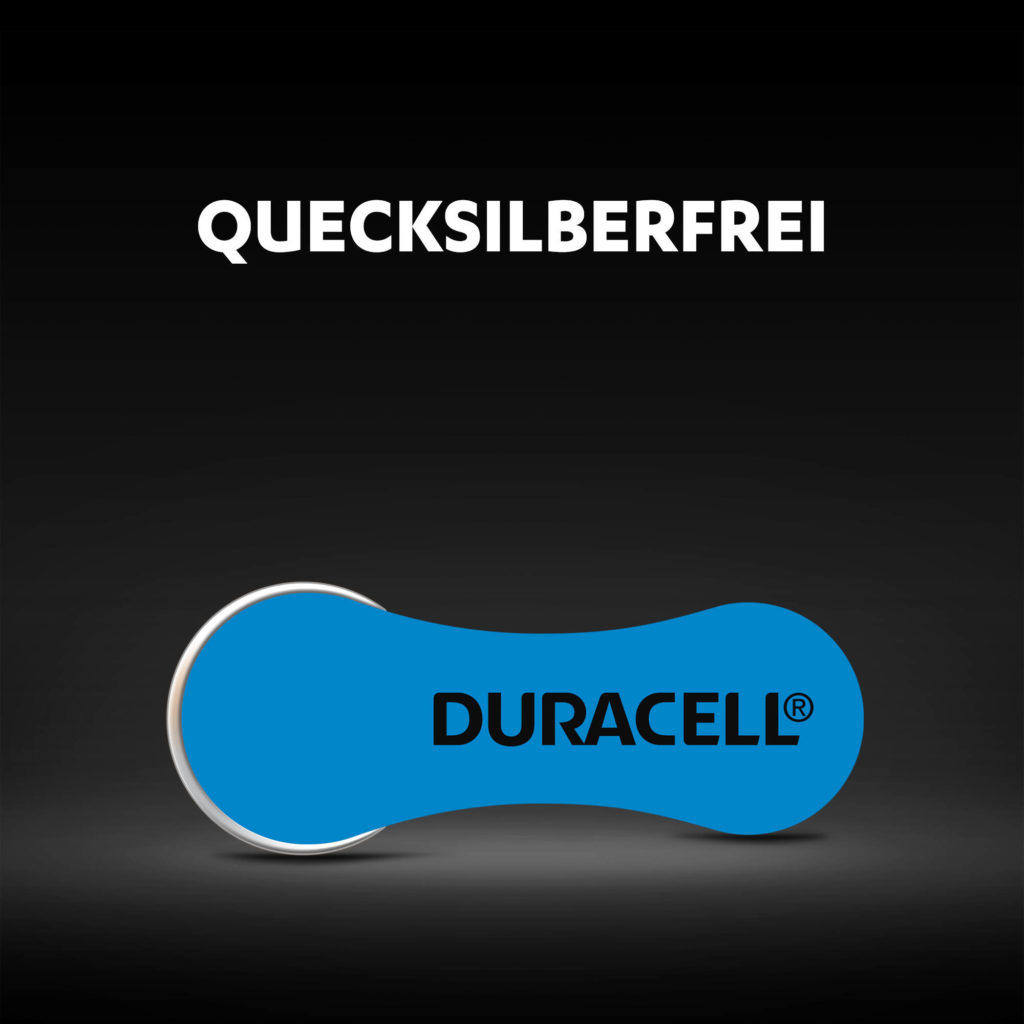 Hörgerätebatterien der Größe 675 von Duracell enthalten 0% Quecksilber