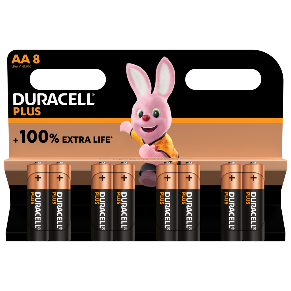 8x AA + 8x AAA 16 Duracell Plus 100% Extra Life Batterien im 8er Blister 